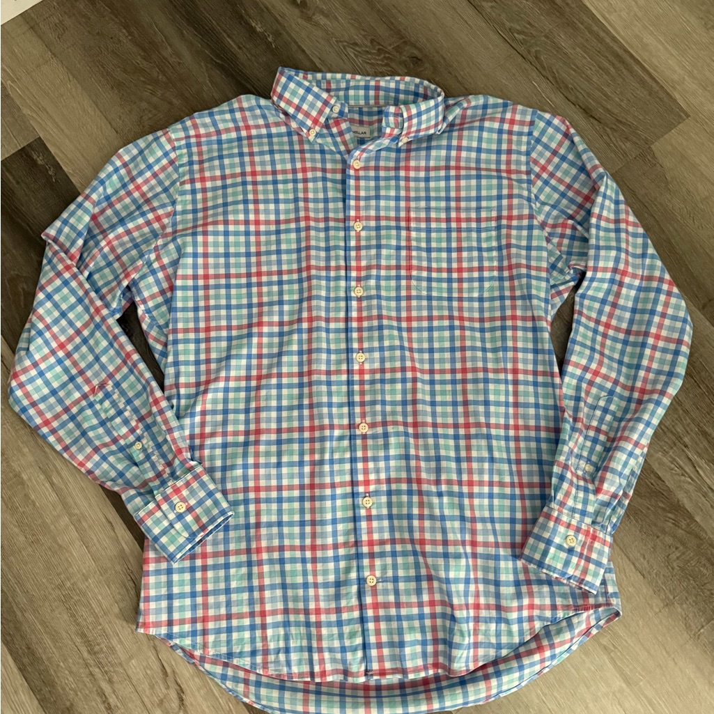 Peter Millar Men's Button-Down Plaid Shirt In Blue, Pink, And White